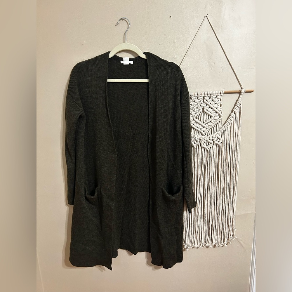H&M Olive green long cardigan